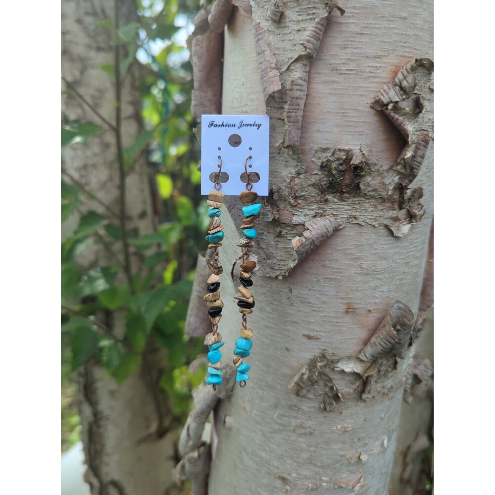 Extra Long Chipped Bead Earrings